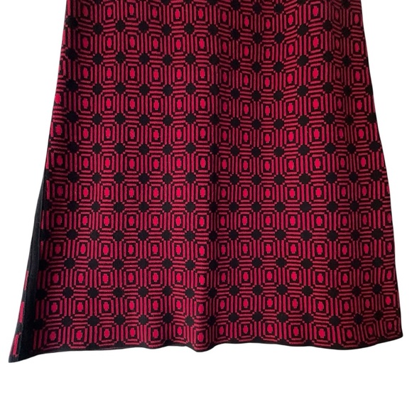 NEVE NWOT WOOL BLEND TANK STYLE DRESS JUMPER BLACK & RED GEOMETRIC PRINT | SMALL - Picture 4 of 9